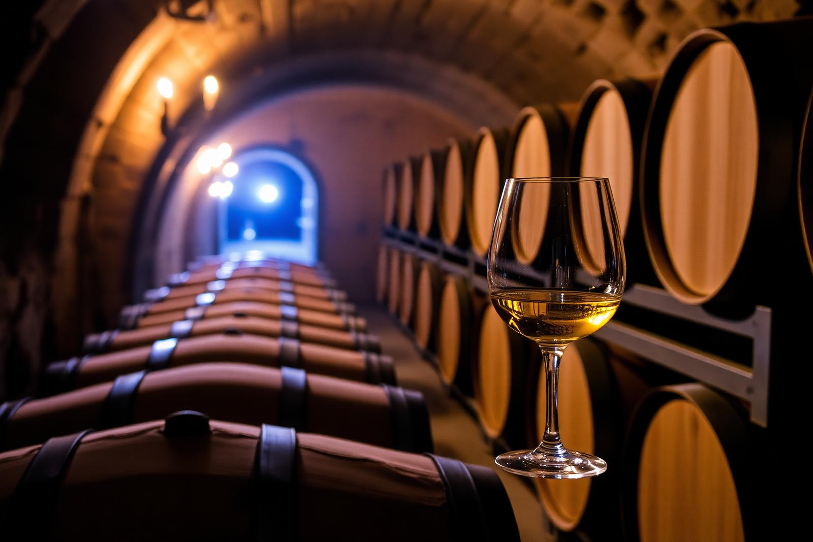 Tokaji pince hordókkal és aszúval