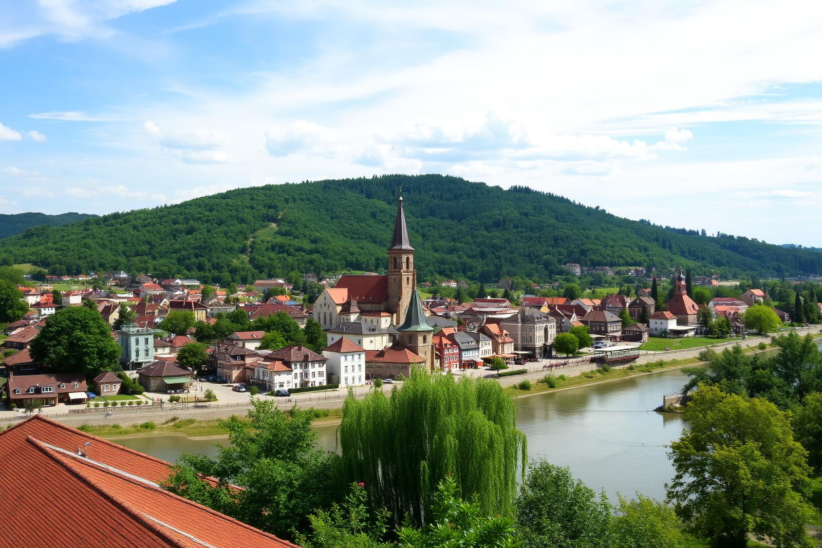 Tokaj városa a folyópartról